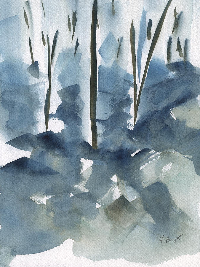 Trees In Winter Abstract Painting by Frank Bright