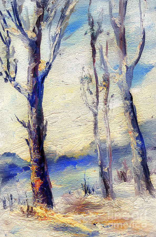 Trees in winter Painting by Daliana Pacuraru