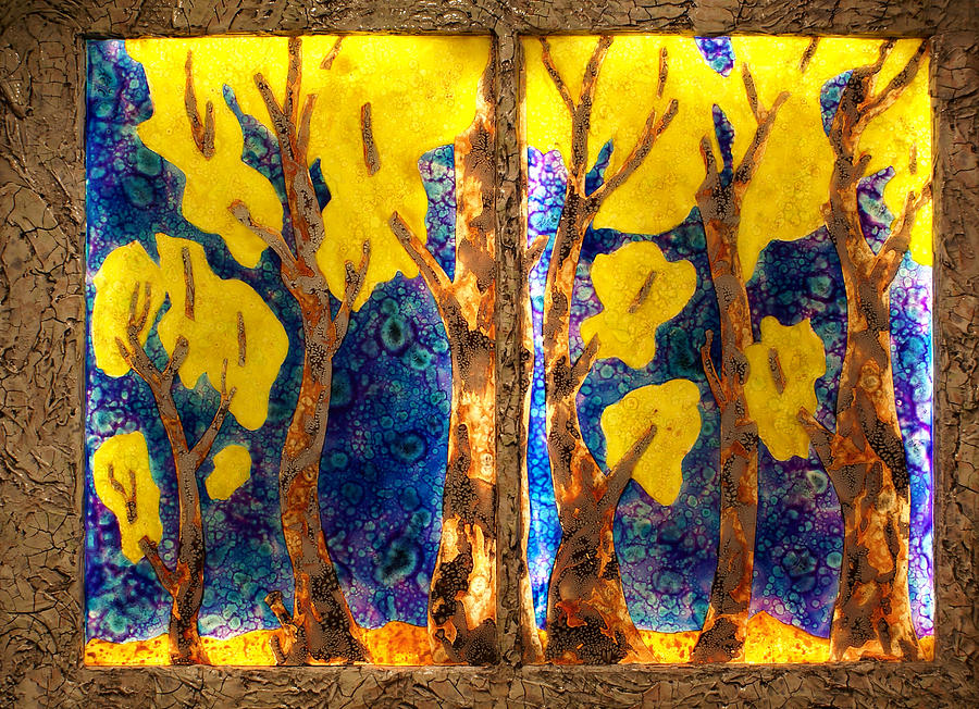 Trees inside a Window Mixed Media by Christopher Schranck
