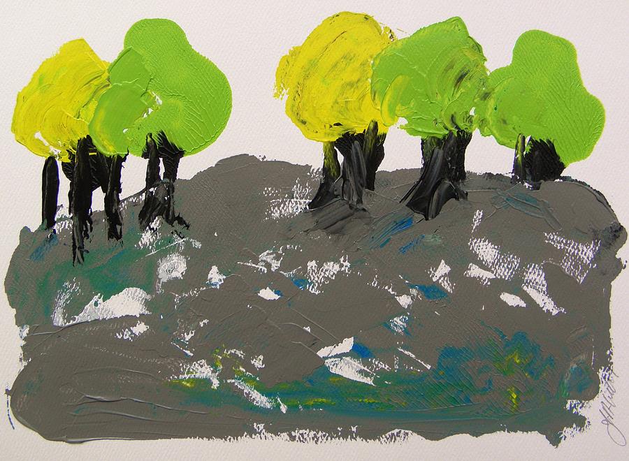 Trees on a Gray Hill Painting by John Williams