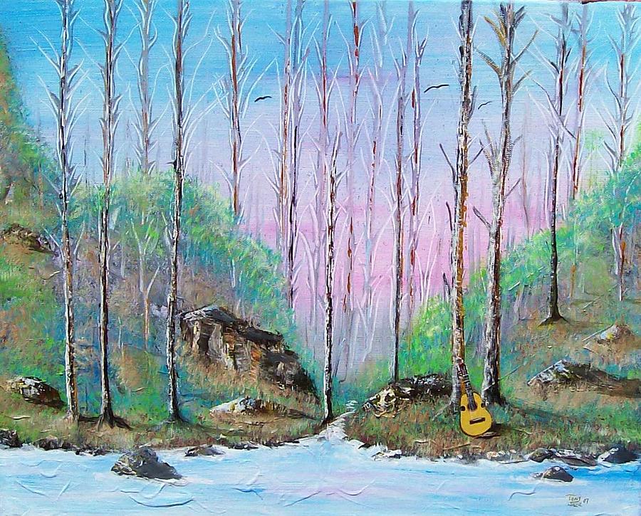 Landscape Painting - Trees with Cuatro by Tony Rodriguez Landscape Painting - Trees with Cuatro by Tony Rodriguez