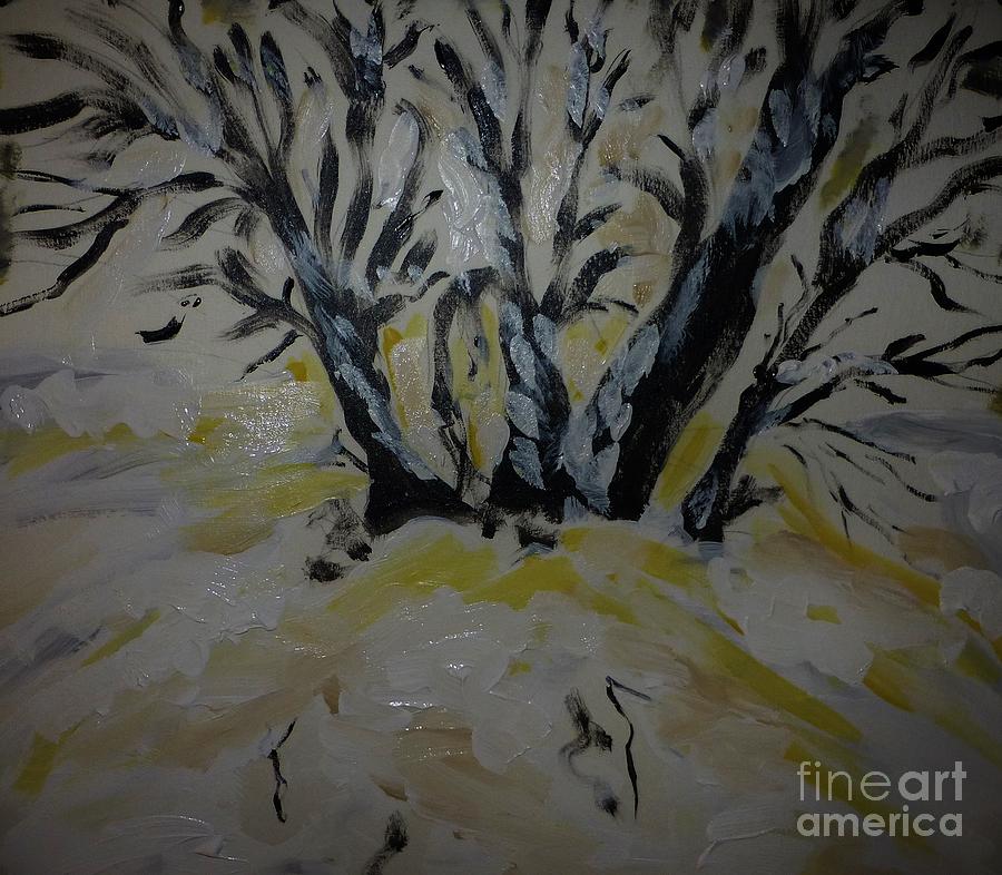 Tree Painting - Trees with Winter Sunshine by Marie Bulger