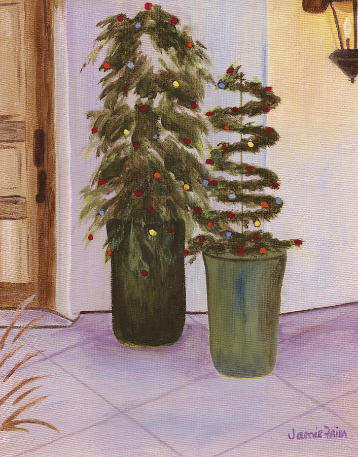 Trellis Christmas Tree Painting by Jamie Frier