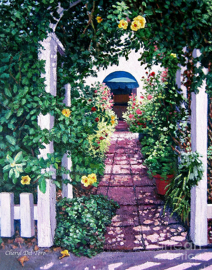 Trellis Garden Painting by Cheryl Del Toro