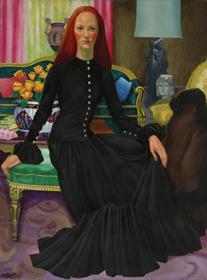 Trena Black Dress Painting by Florine Duffield