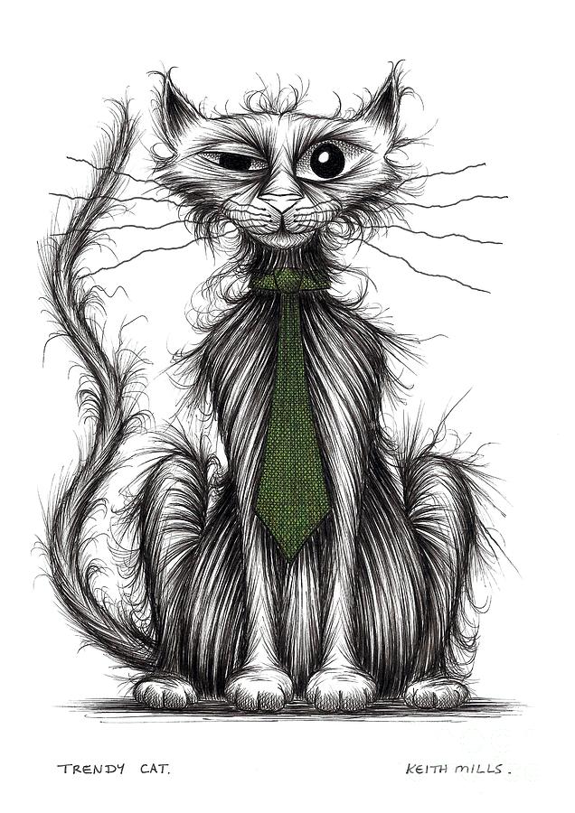 Trendy cat Drawing by Keith Mills