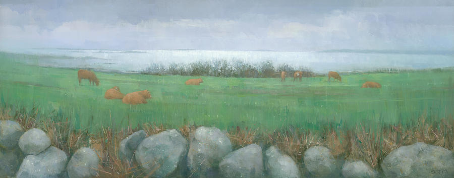 Cow Painting - Tresco Cows by Steve Mitchell