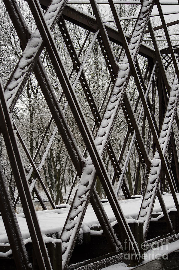 Winter Photograph - Trestle Gridwork Decorated by Nemo by Deborah Smolinske