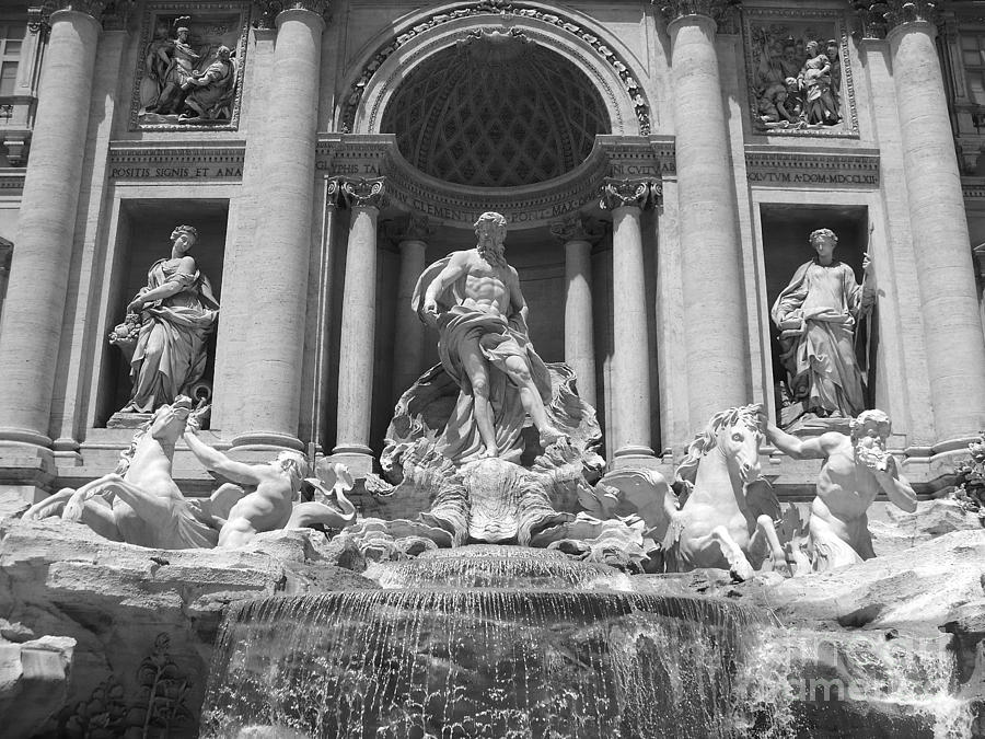 Trevi Fountain - Black and White Photograph by Carol Groenen