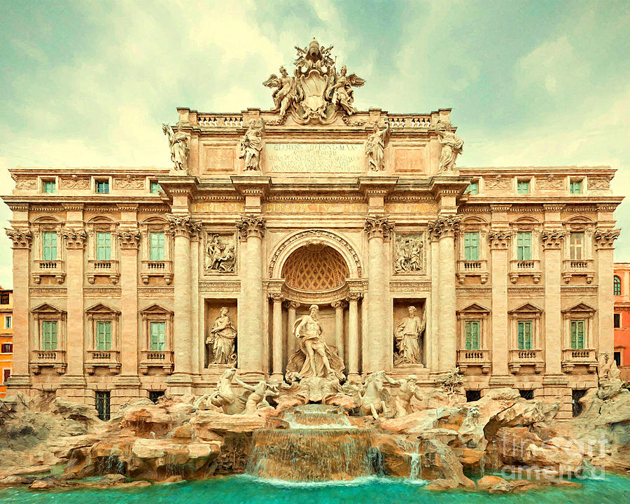 Trevi Fountain in Italy Painting by P Three Artworks Fine Art America