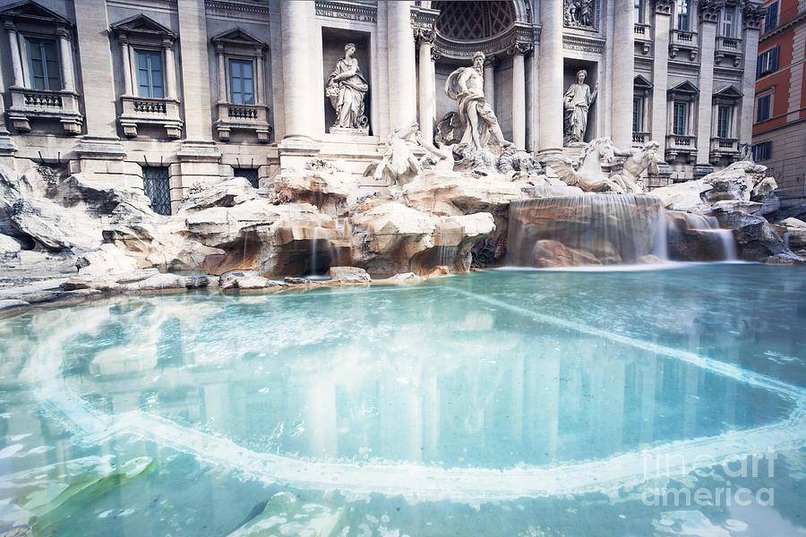 Trevi fountain reflection Photograph by Matteo Colombo