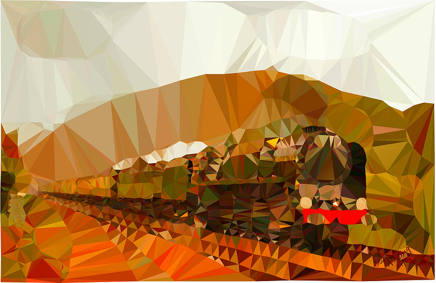 Triangulated Train Painting by Bruce Nutting