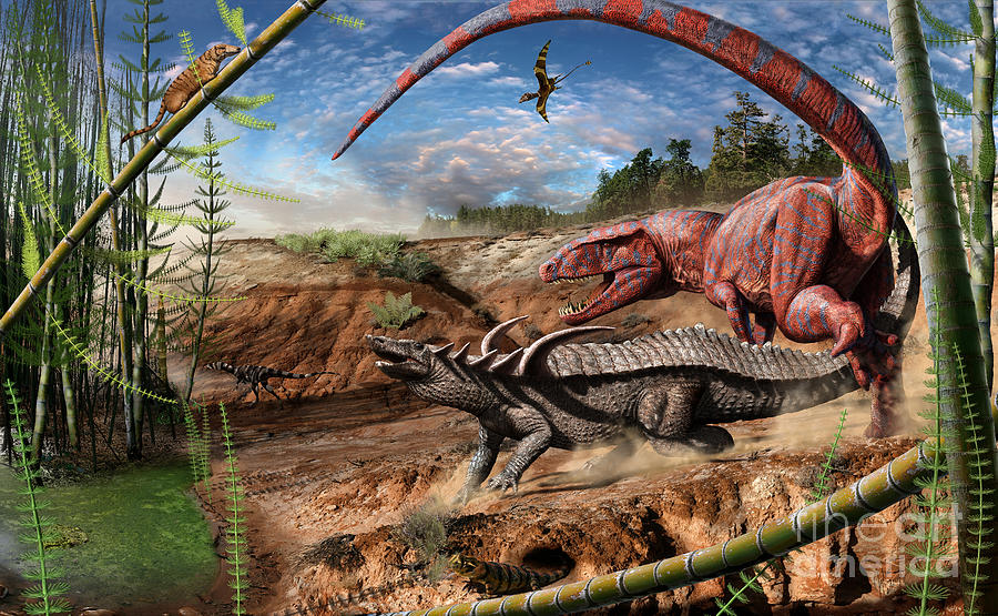 Dinosaur Digital Art - Triassic mural 2 by Julius Csotonyi