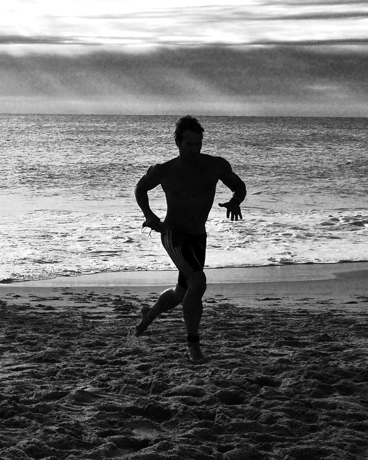 Triathalon Runner - Black and White Photograph by Kim Bemis