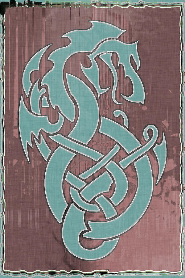 Dragon Digital Art - Tribal Dragon Abstract by David G Paul