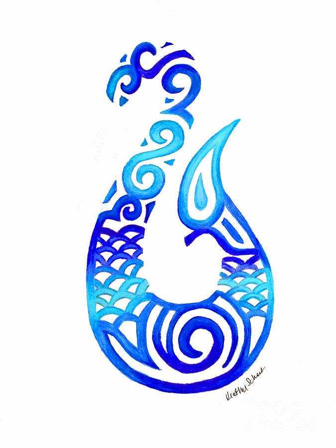 Tribal Fish Hook Drawing by Heather Schaefer - Pixels