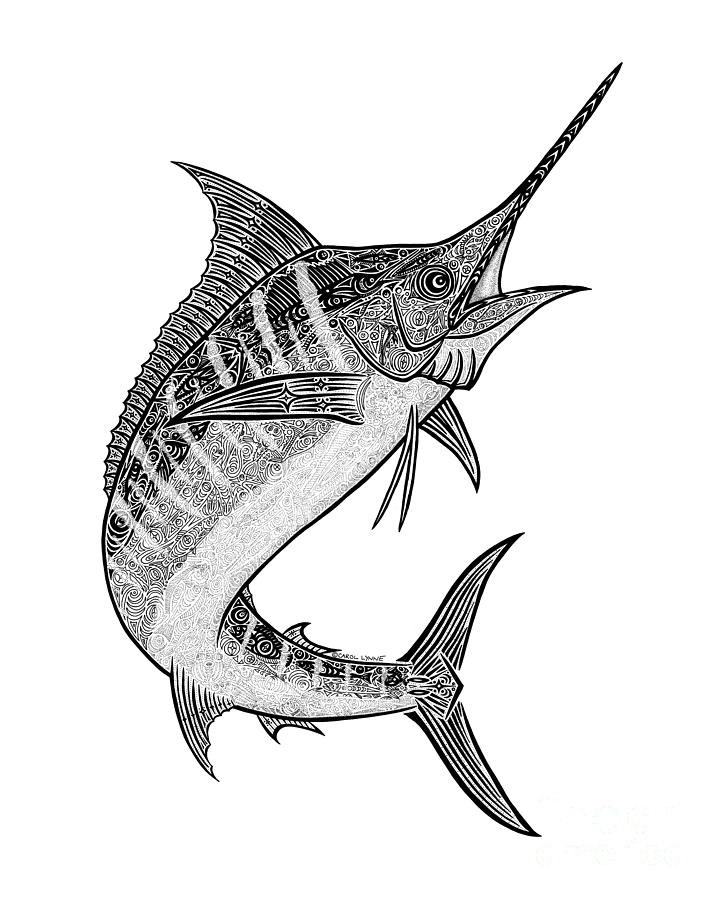 Fish Drawing - Tribal Marlin III by Carol Lynne