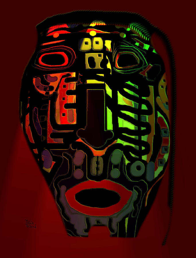 Abstract Mixed Media - Tribal Mask by Natalie Holland