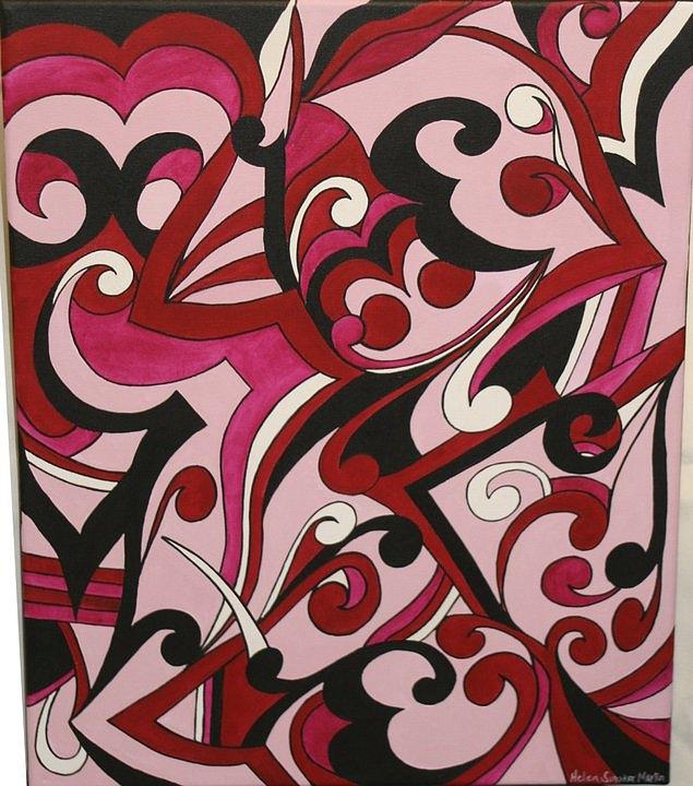 Tribal Mingling-Pink Painting by Helen Smoker Martin | Fine Art America