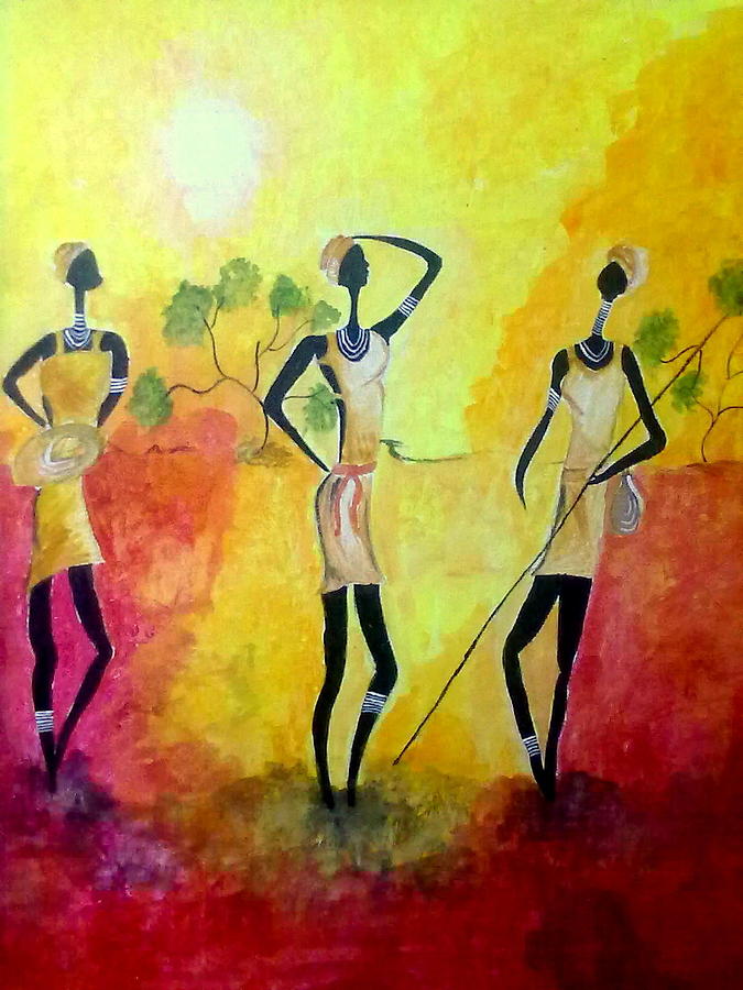 Tribal models Painting by Ananya Kumar - Fine Art America