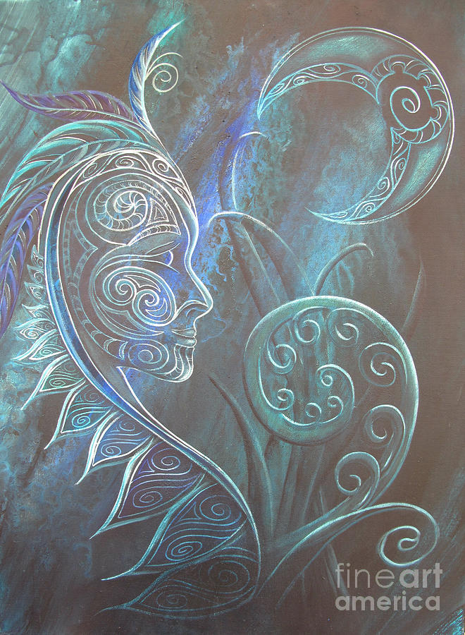 Tribal Moon Goddess 2 Painting by Reina Cottier