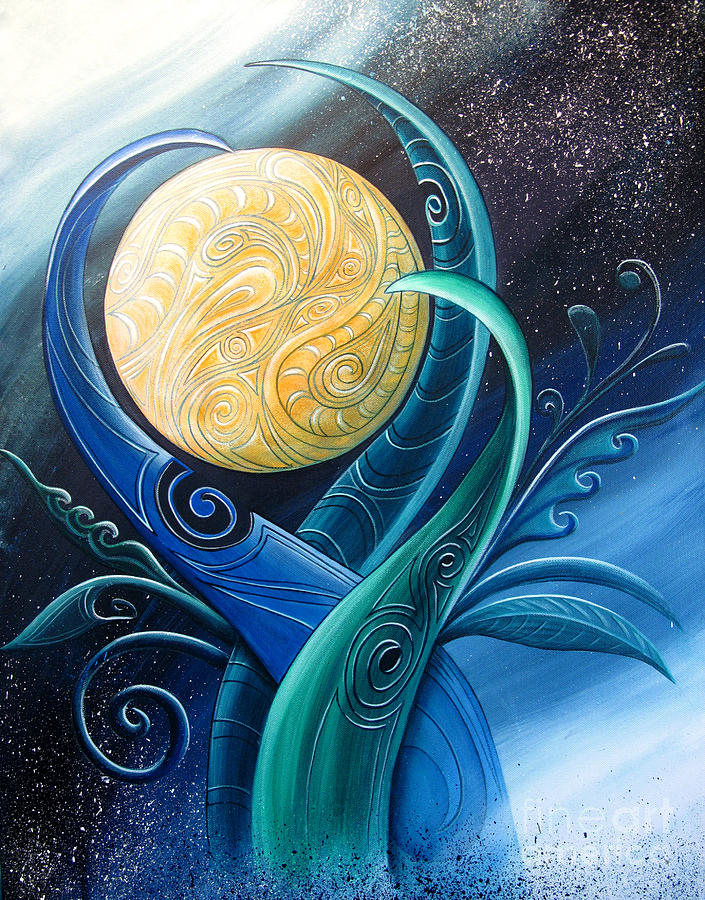 Abstract Painting - Tribal Moon by Reina Cottier