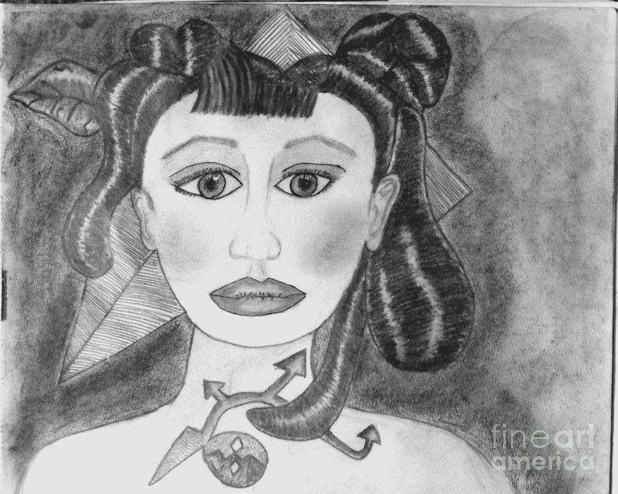 Black And White Drawing - Tribal Princess by Catherine Ratliff