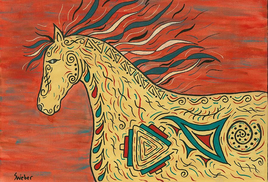 Tribal Spirit Horse Painting by Susie WEBER
