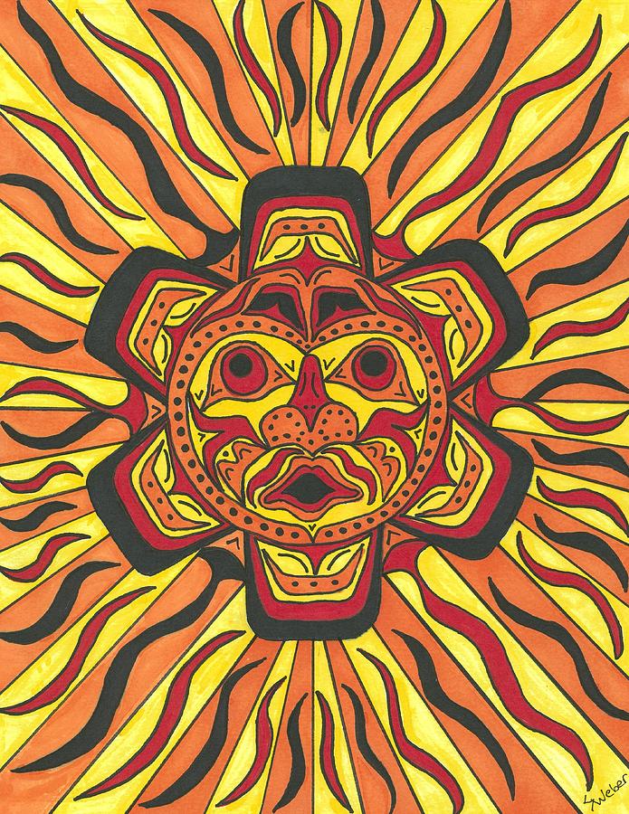 Tribal Sunface Mask Painting by Susie Weber