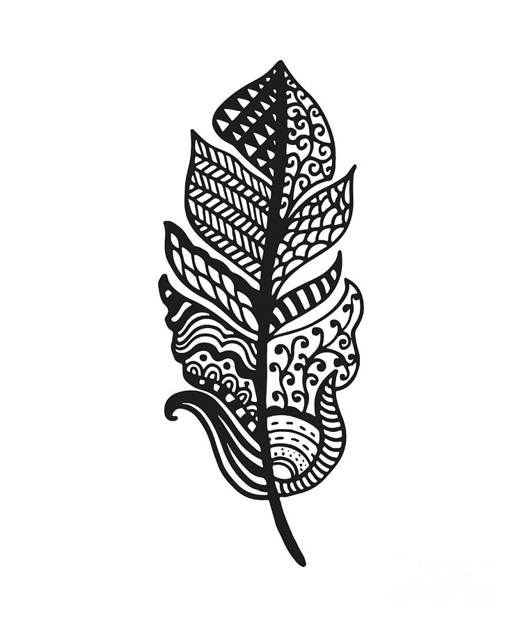Download Tribal Vector Feather. Hand Drawn Digital Art by Qilli