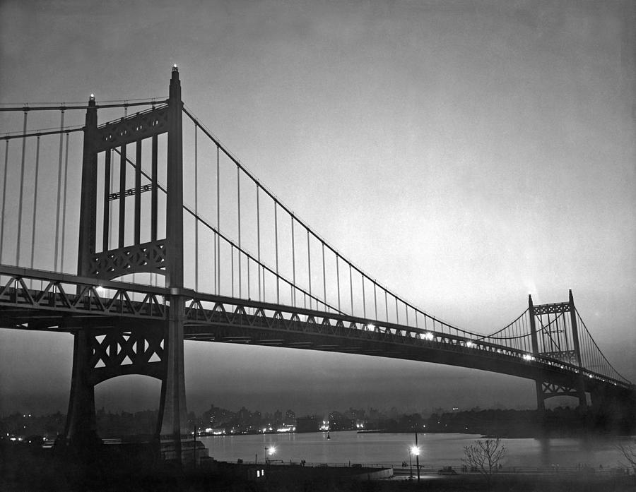 New York City Photograph - Triborough Bridge At Night by Underwood Archives