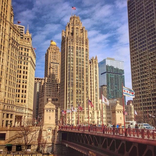 Chicago Photograph - Tribune Tower And Dusable Bridge In by Paul Velgos