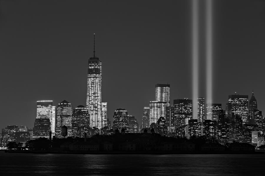Tribute In Light 2013 BW Photograph by Susan Candelario