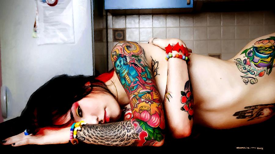 Tattoo Girl Digital Art - Tribute to Suicide Girls 5 by Gabriel T Toro