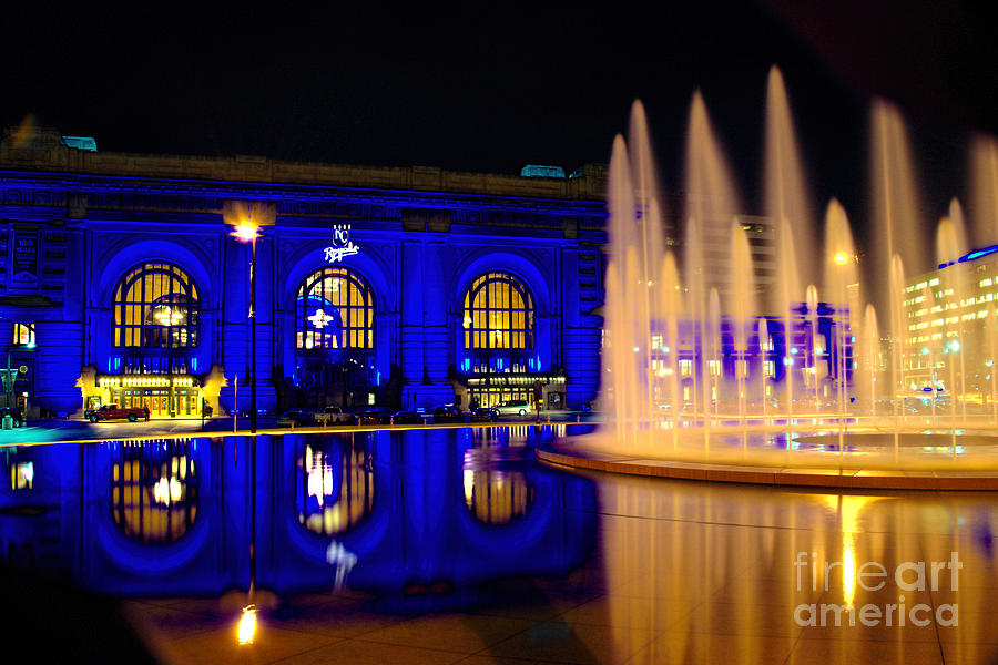 Union Station and Fountain in Royal Blue Photograph by Jean Hutchison