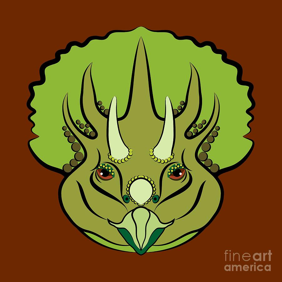 Triceratops Graphic Green Digital Art by MM Anderson
