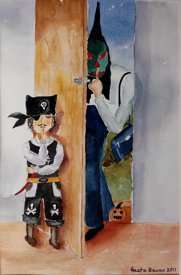 Halloween Painting - Trick-or-Treat by Geeta Yerra