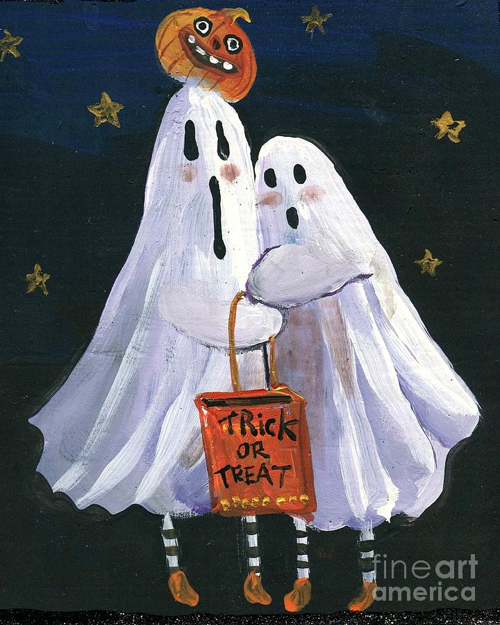 Trick Or Treat Ghosts Painting By Follow Themoonart