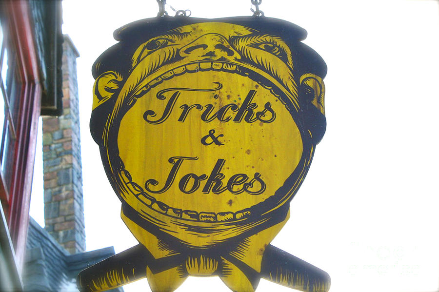 Tricks and Jokes Sign Photograph by Shelley Overton