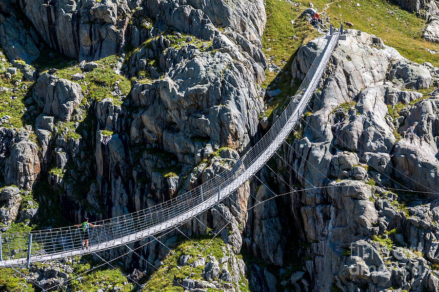 Triftsee Suspension Bridge - Swiss Alps Photograph by Gary Whitton