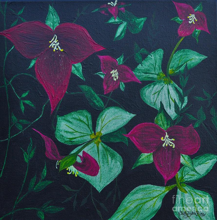Flower Painting - Trilliums by Sally Tiska Rice