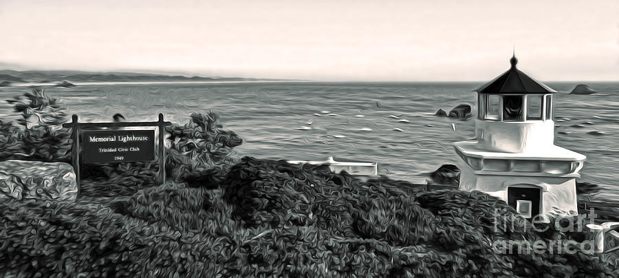 Lighthouse Painting - Trinidad California - Lighthouse - sepia tone by Gregory Dyer