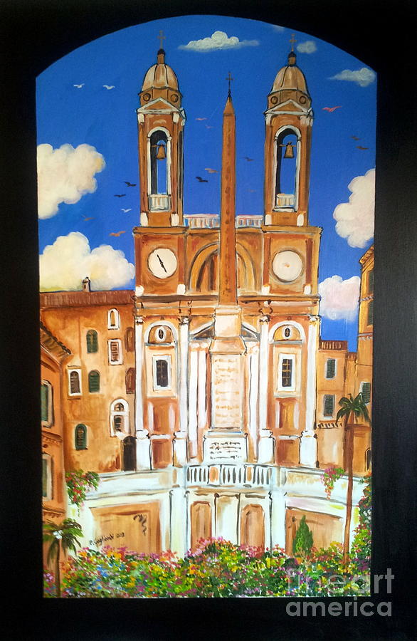 Trinita dei Monti a Piazza di Spagna Painting by Roberto Gagliardi