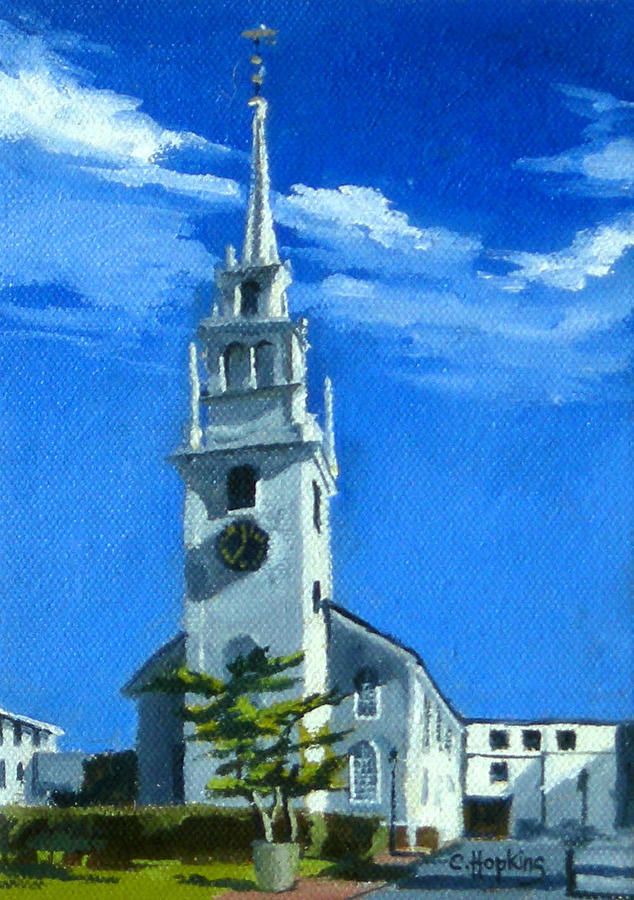 Landscape Painting - Trinity Church Newport Rhode Island by Christine Hopkins