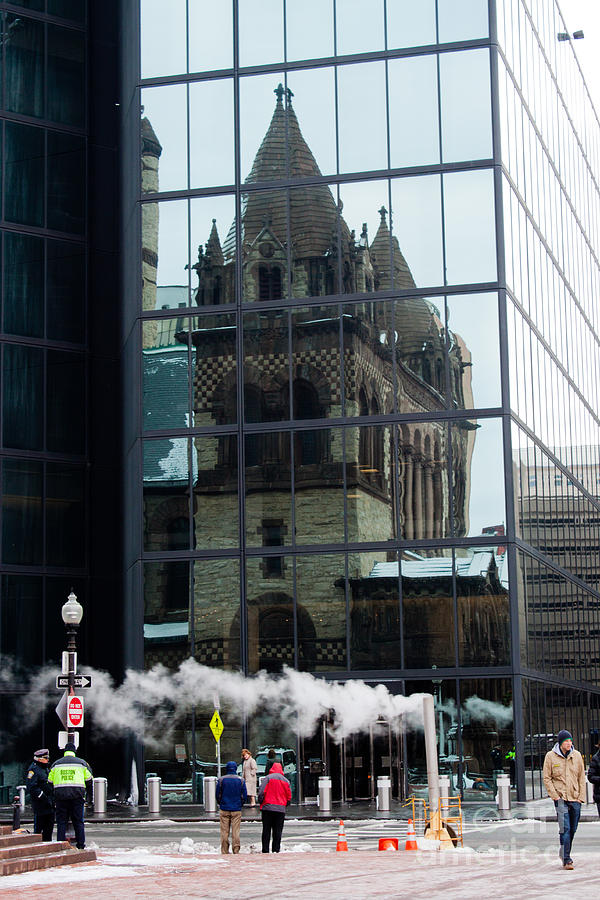Trinity Church Reflected in Hancock Tower Boston Copley Square Photograph by Thomas Marchessault