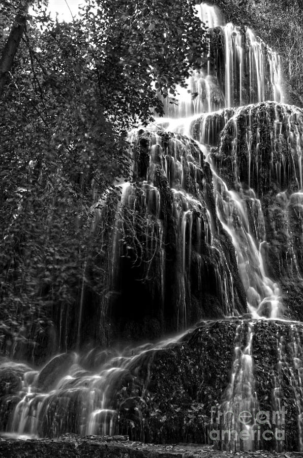 Trinity waterfall in Monasterio de Piedra Park BW Photograph by RicardMN Photography