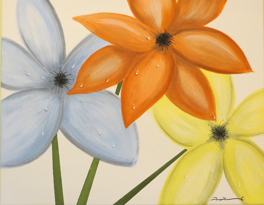 Trio of Flowers Painting by Tim Townsend