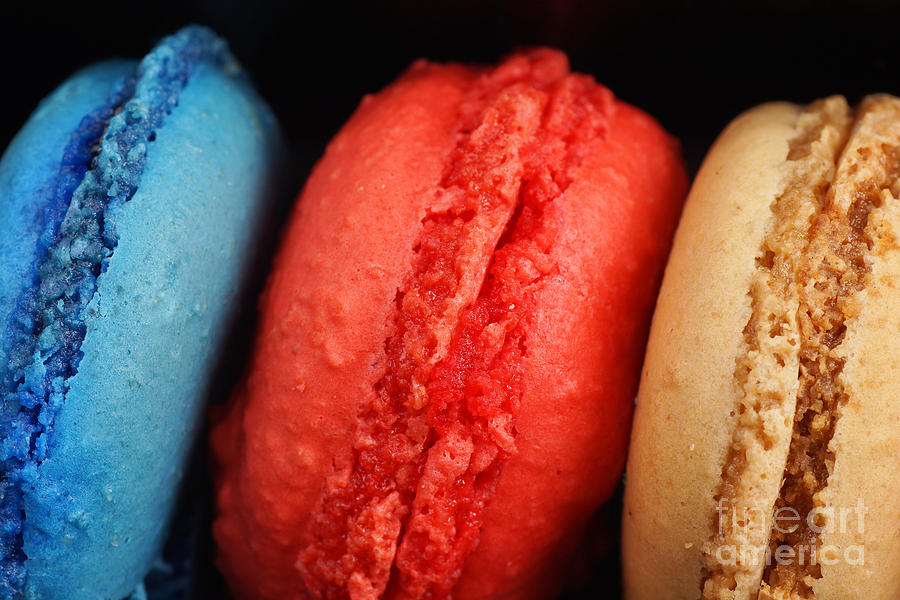 Coffee Photograph - Trio of macaroons by Sylvie Bouchard