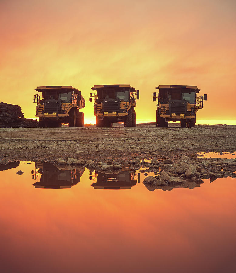 Sunset Photograph - Trio Of Trucks by Shaunl