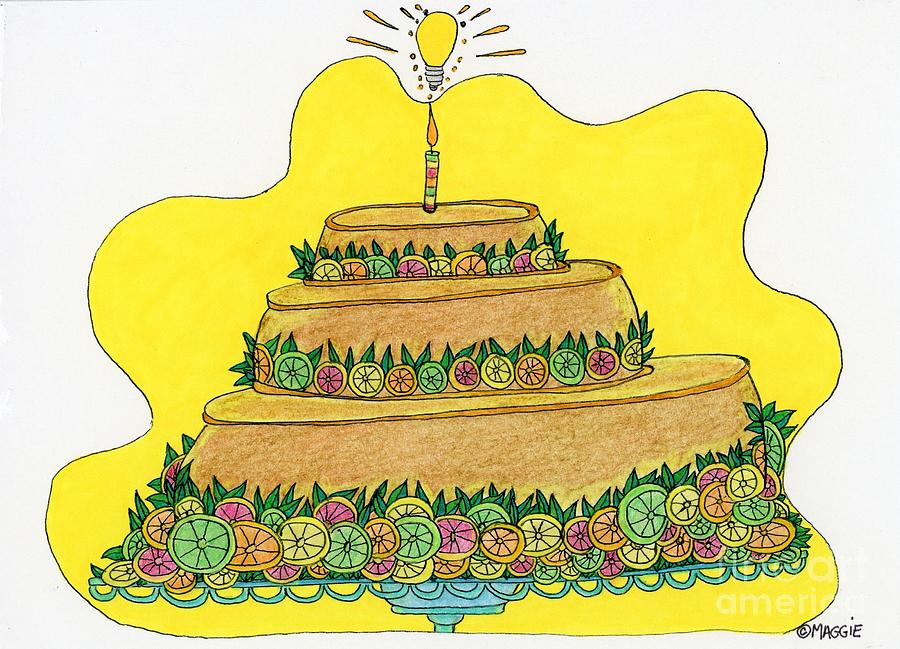 Cake Painting - Triple-Decker Flan  by Maggie Pringle
